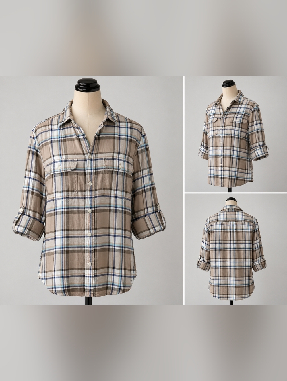 Sonoma Plaid Shirt Men L Button Up Long Sleeve Casual Cotton